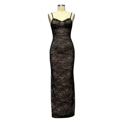Black Lace Wind Sling Dress for Women 2023