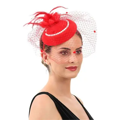 Yellow Feather Mesh Bridal Headband with Net