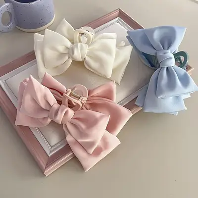 Double-Sided Bow Clip for Girls Pink White Blue
