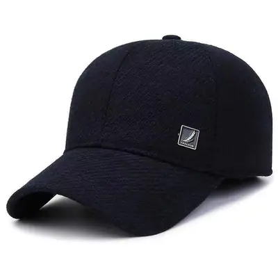Men's Fleece Lined Black Baseball Cap Winter Warm