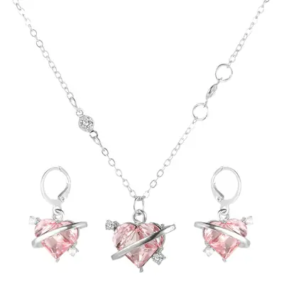 Purple Zircon Earrings & Necklace Set for Women