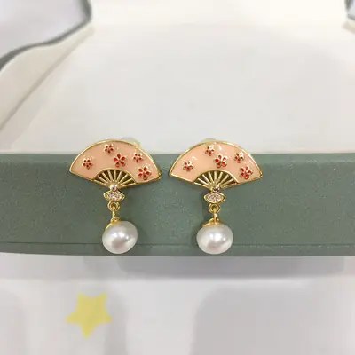 Zhuji Pearl Earrings for Women 18K Gold Filled
