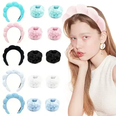 Black Soft Makeup Sponge Hair Band Wrist Set
