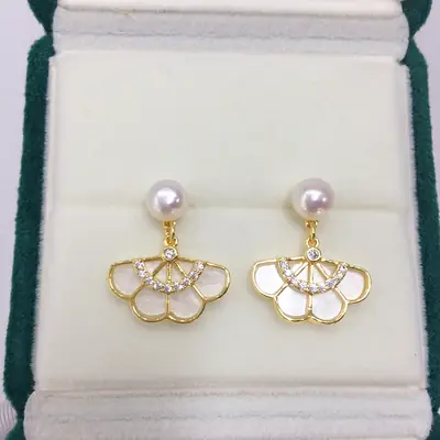 Zhuji Natural Pearl Earrings for Women 18K Gold