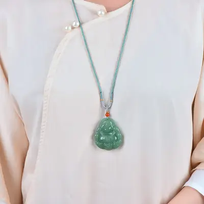 Jade Buddha Pendant Green Buddha Design Necklace