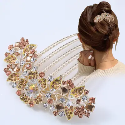 Korean Style Crystal Hair Comb with 5-Tooth Design