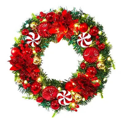 Christmas Wreath Vine Ring with Glowing Balls & Pine Cones 40cm