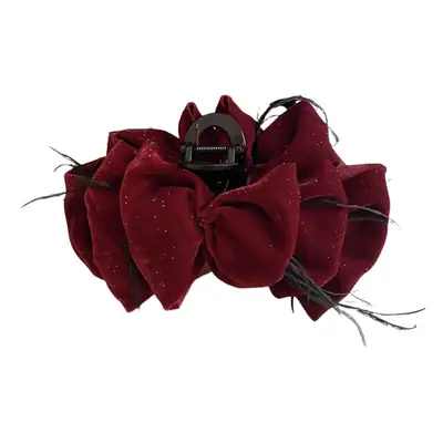 Black Star Bow Hairpin with Red Velvet Clip