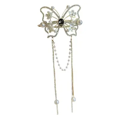 High-End Butterfly Hairpin with Rhinestone & Frog Buckle