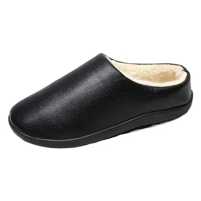 25 Winter Men's Black Leather Slip-On Shoes