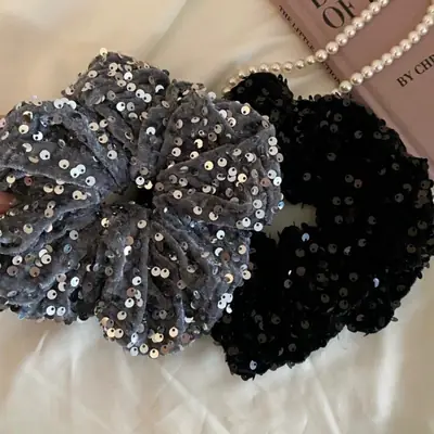 Silver Sequin High Ponytail Hair Band for Women