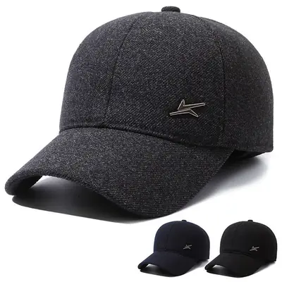 Men's Black Mink Cap Warm Back Sealed Autumn Winter