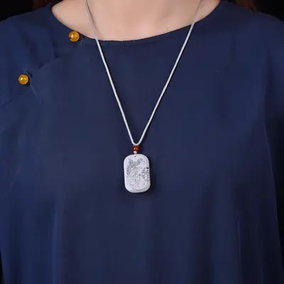 Exquisite Gold & Jade Dragon Phoenix Necklace