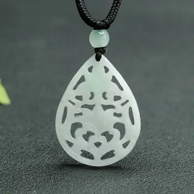Ayu Natural Burmese Jade Pendant Water Drop Necklace for Women