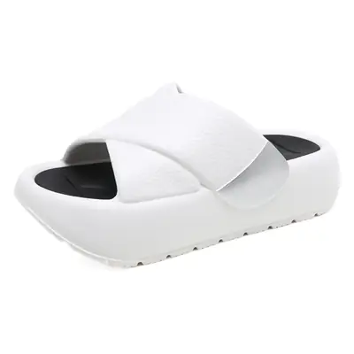 Women's Black Thick Slippers with Silver Accent