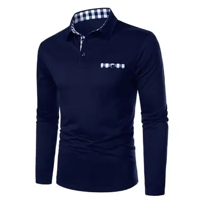 Men's White Polo Shirt with Plaid Neckband & Zipper
