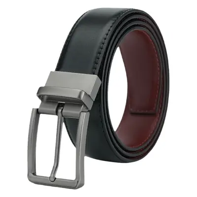 Men's Genuine Leather Belt Black Cross-Border Rotating Pin Buckle