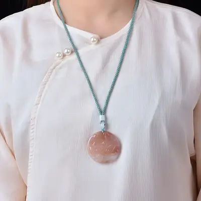 Jade Flower Pendant Gold Plated Necklace