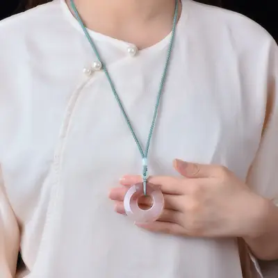 Jade Round Safety Buckle Necklace Set