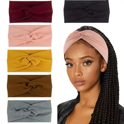 White Cross-Elastic Headband for Sports Yoga