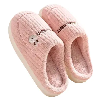 Grey Wool Plush Men's Slippers Non-Slip Winter Home
