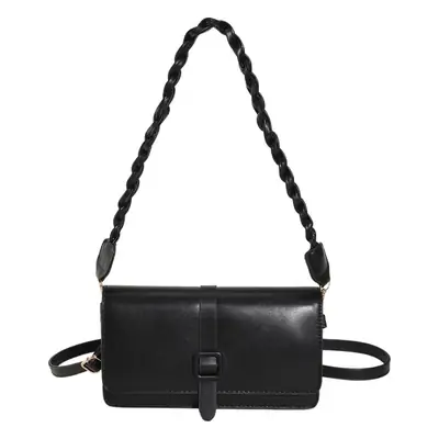 Black Braided Shoulder Messenger Bag for Women