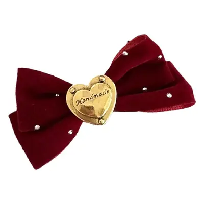 Sweet Heart Bow Hairpins for Women Red Black