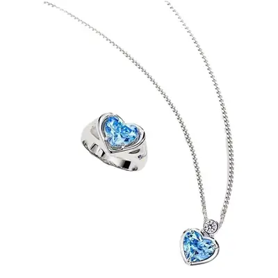 Heart Shaped Blue Diamond Necklace for Women