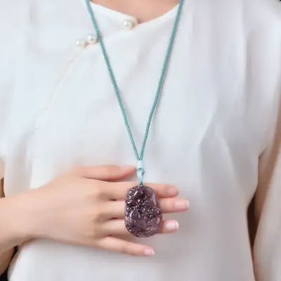 Fine Gold Jade Fish Pendant Necklace