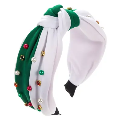 Christmas Hairband Red Green Embellished Women's