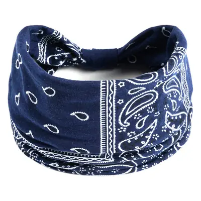 Blue Paisley Vintage Hair Band Wide Brim Turban