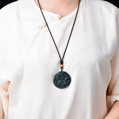 Hetian Jade Blossoms Pendant Green Floral Design