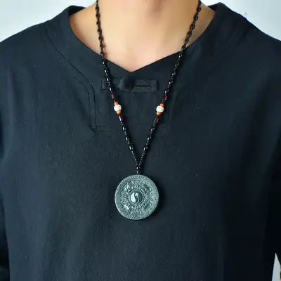 Hetian Jade Gossip Necklace with Geometric Design