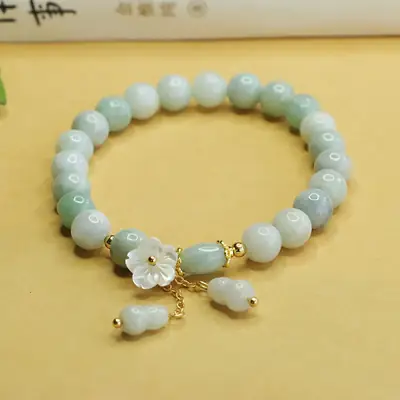 Aiyu Natural Jade Bracelet for Women with Gourd Tassel