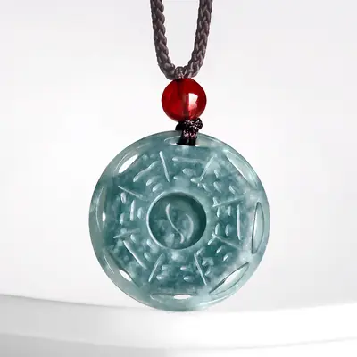 Natural Jade Water Taiji Pendant for Men Women