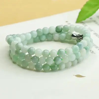 Aiyu Natural Jade Necklace Bead Chain Green