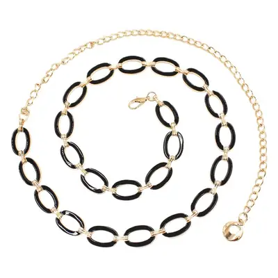 Women's White Dress with Oval Ring Waist Belt