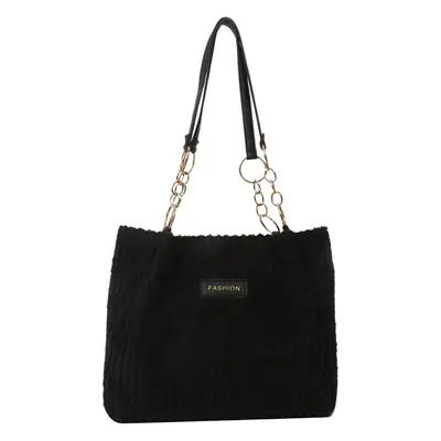 White Knitted Shoulder Bag with Gold Chain for Women