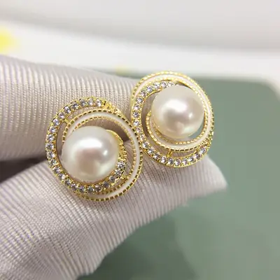 Zhuji Pearl Earrings 18K Gold Filled French Design