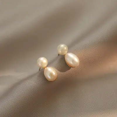 Natural Pearl Earrings for Women Simple S925 Silver