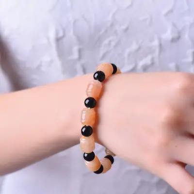 Passepartout Bracelet Gold Jade Pink Black Beads