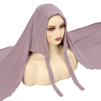 Purple Cross-Border Scarf with Straps for Muslim Women