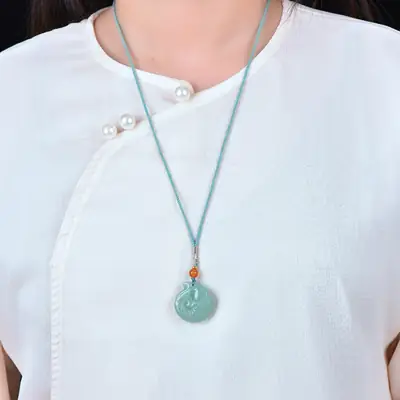 Dongling Jade Fish Pendant with Red Stone