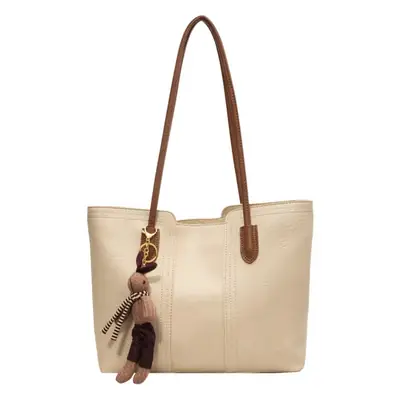 Women's Large Capacity Leather Tote Bag White