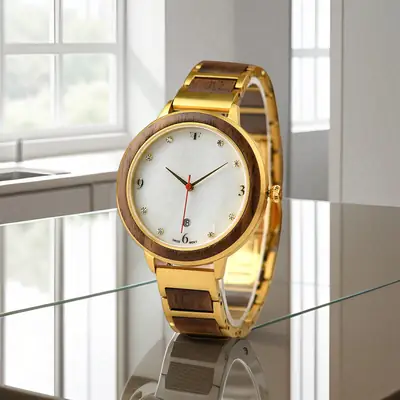 Clearance Stock Steel Case Watch with Rhinestone Dial