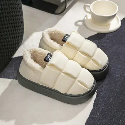 Women's Pink Fleece Slipper Cream White