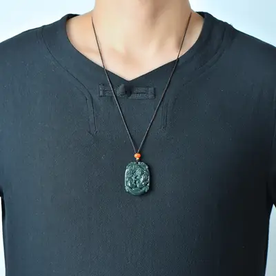 Hetian Jade Pendant "Eight Directions to Make Money Brave"