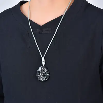 Auspicious Guanyin Jade Pendant for Men