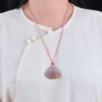 Gold Silk Jade "Big Belly Buddha" Pendant