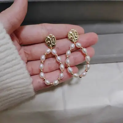 Vintage Hong Kong Pearl Earrings S925 Silver Niche Design